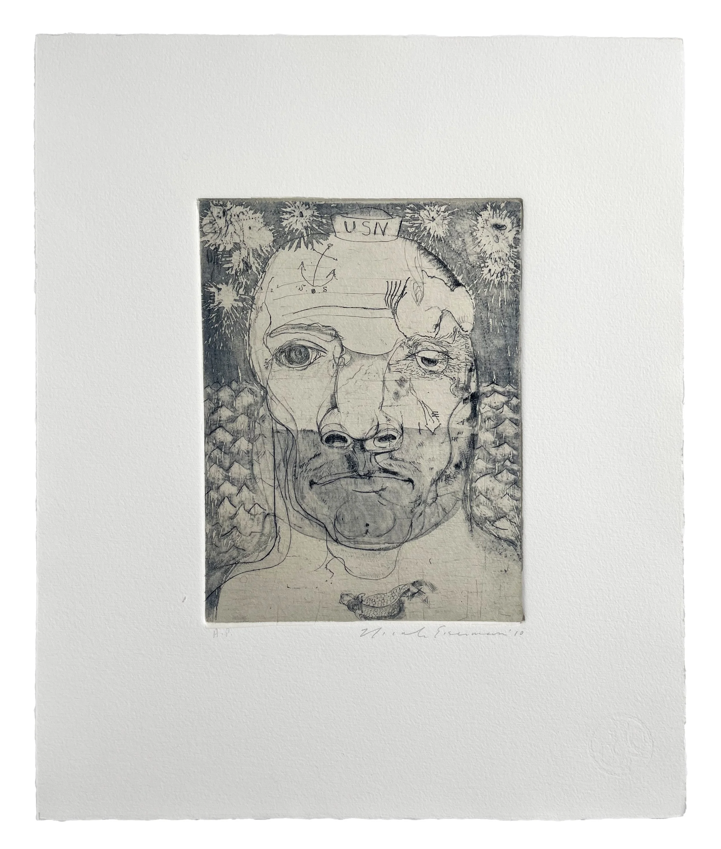 Fleet Week, 2010. Drypoint/aquatint etching with chine colle. Paper Size: 16 x 12 in. Proof