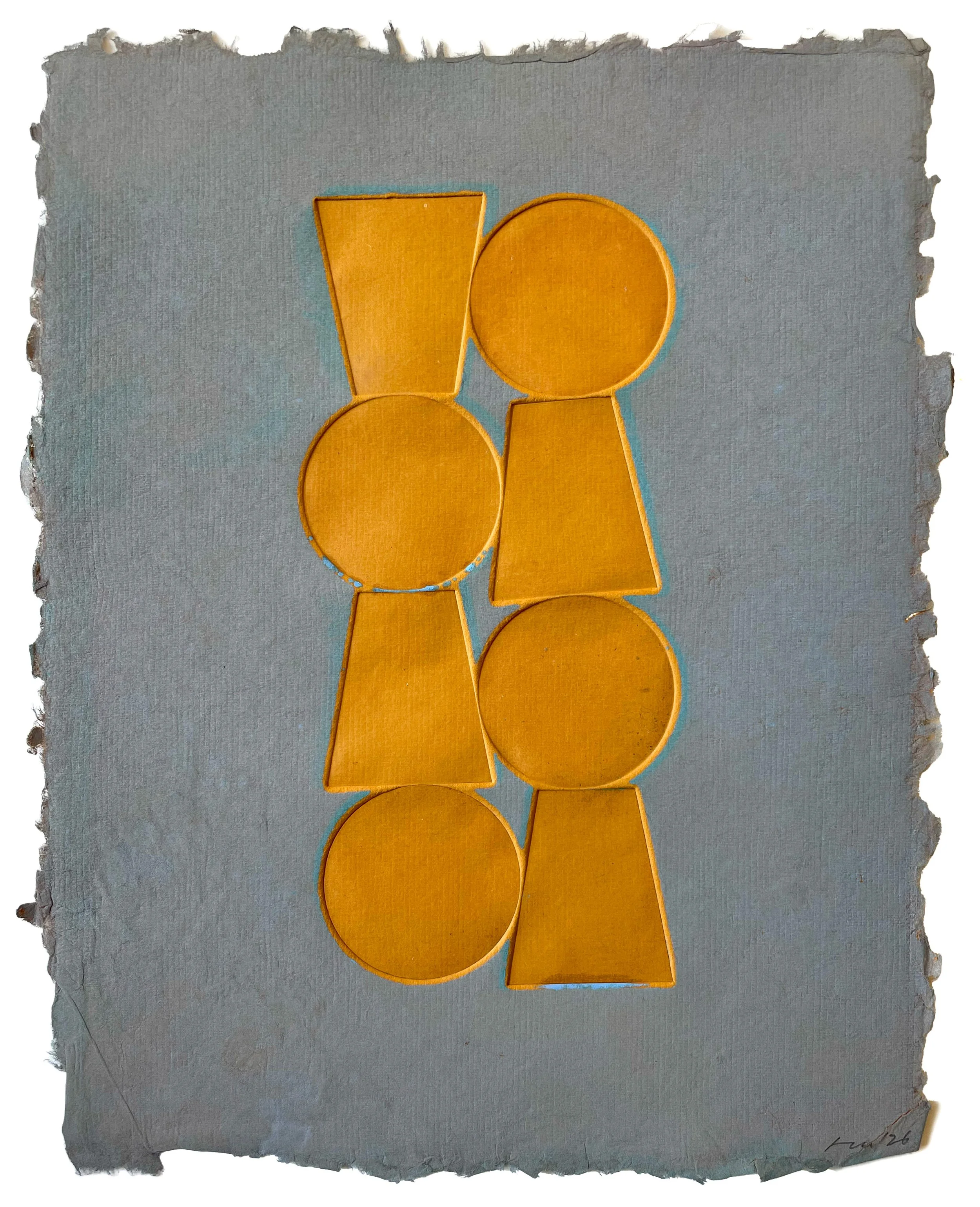 Totem VI, 2026. Monotype on handmade Khadi paper. 11.5 x 9 in. (bleed)