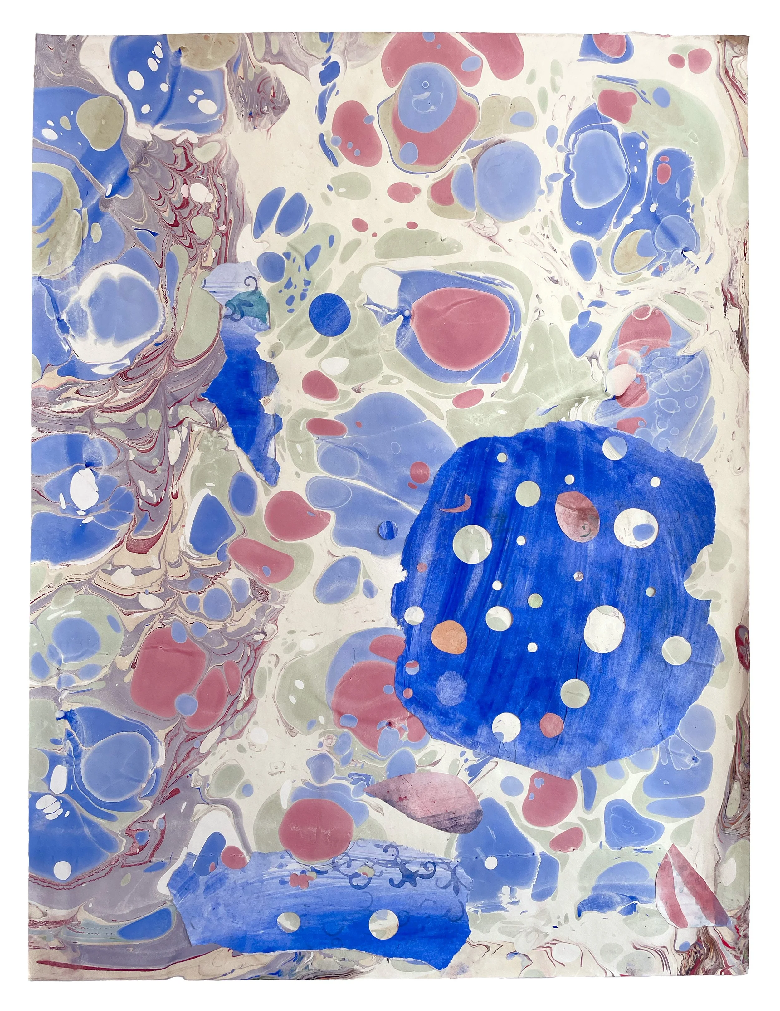 Faithful Compass #121, 2024. Watercolor on artist-made marbled paper.  24 x 18 in. 