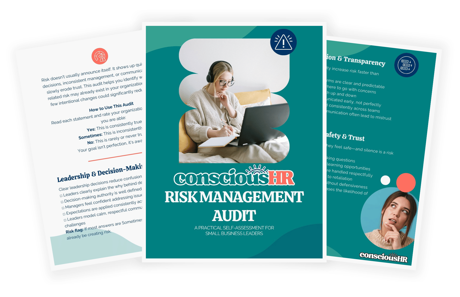 A graphic showing the pages found within the risk management audit PDF