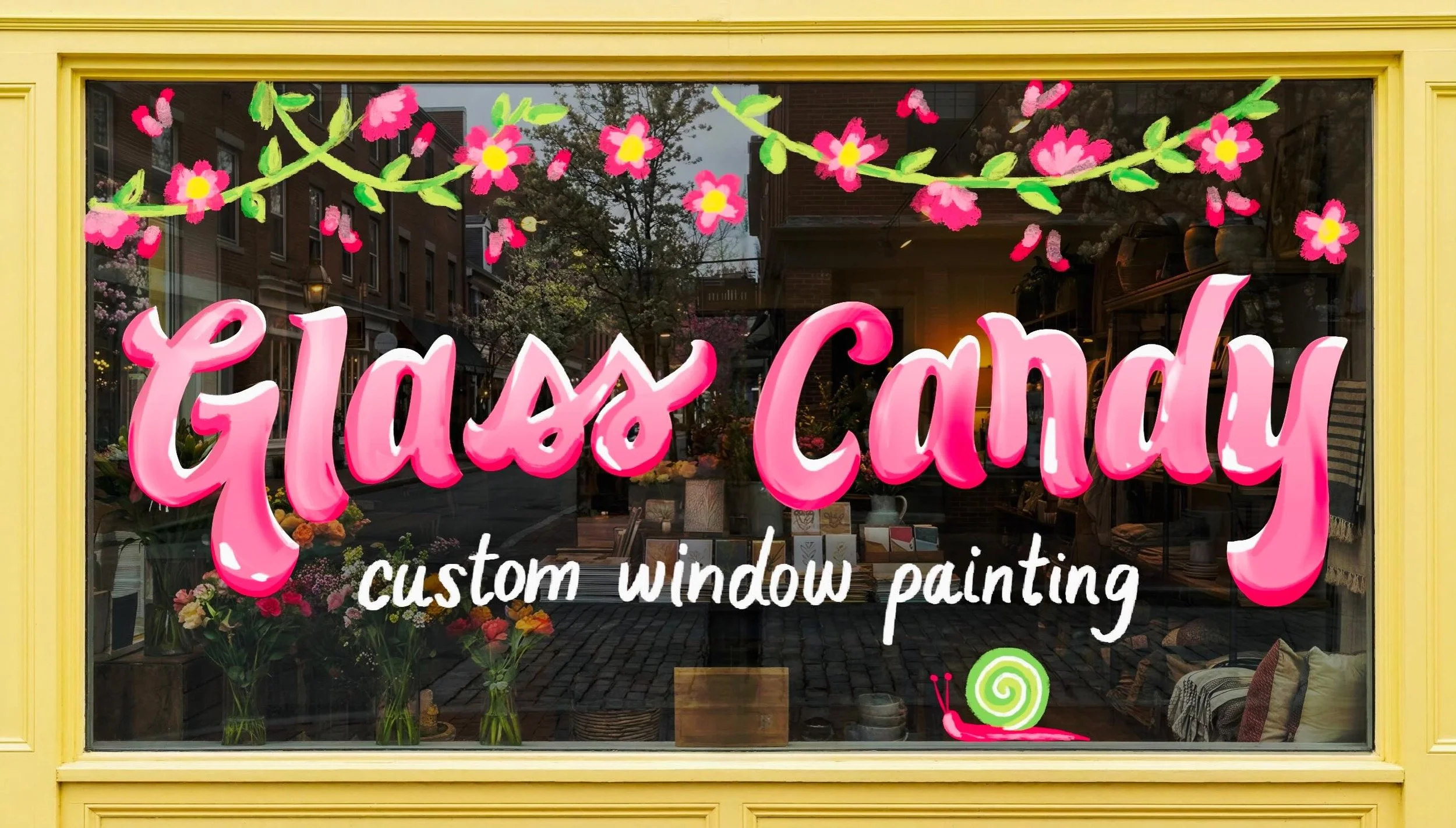 Welcome! I&rsquo;m so excited to officially launch my window painting account!

There is something incredibly nostalgic and eye-catching about hand-painted storefronts. Not only do they add a pop of color and character to our neighborhoods, but they&
