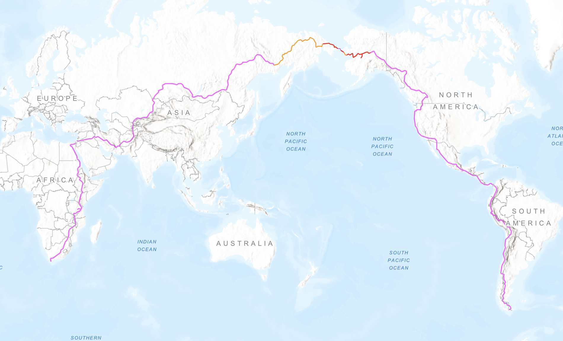 The Longest Line on the Map: A Theoretical Bike Journey