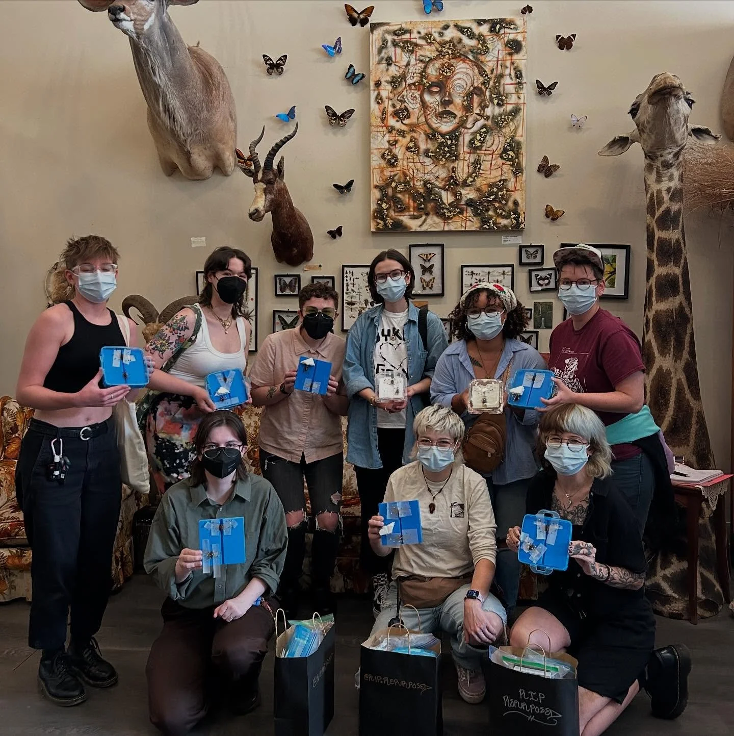 Queer Bug Club had an amazing first day with the crew! 🪲🦋🖤🌈 We kicked things off with a full hour of bug unboxing and hydration chamber setup, then dove into our first cicada pinning workshop. So grateful for this curious, creative community&mdas