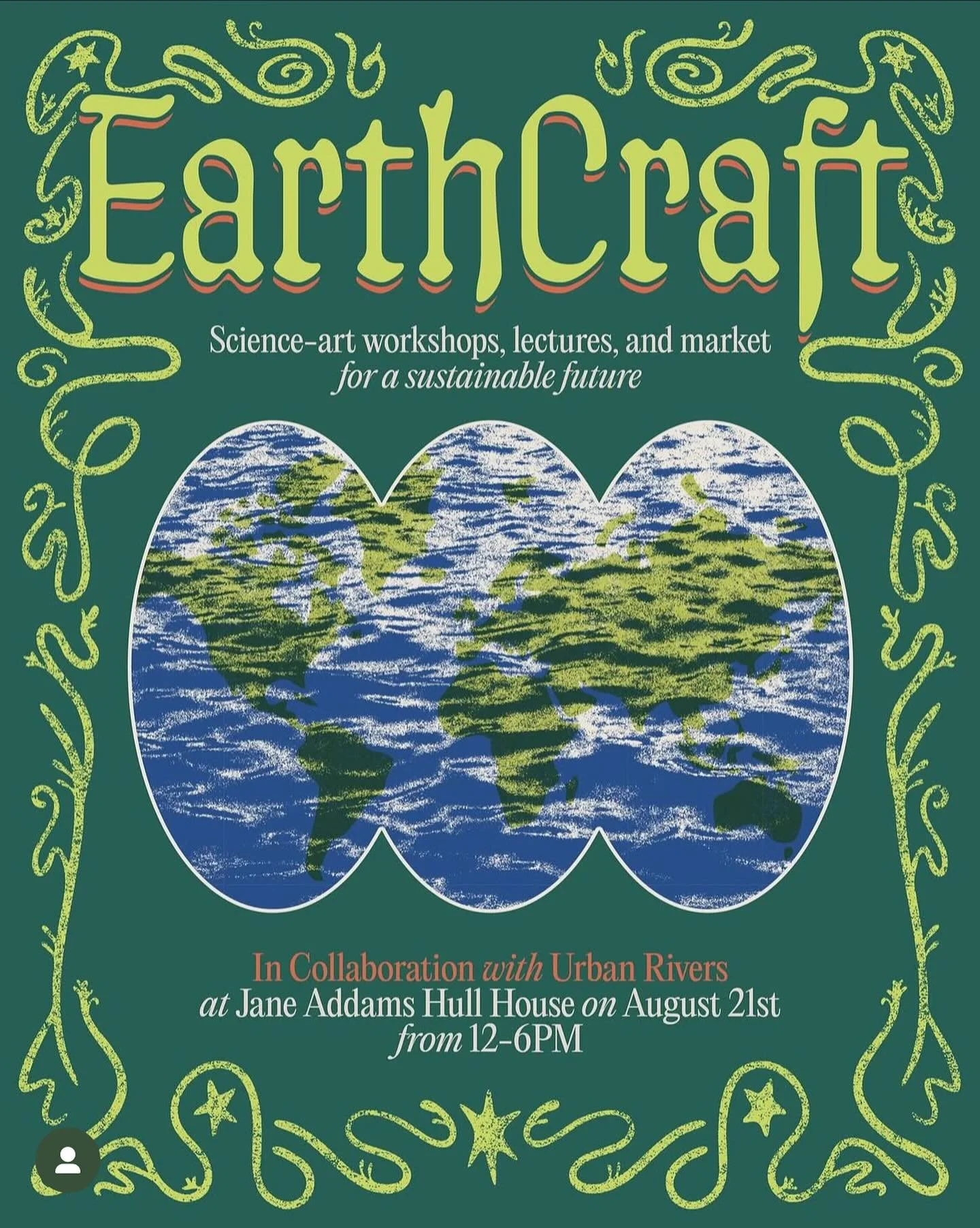 On August 21st , in partnership with Jane Addams Hull house and Urban Rivers, the Artistic Alphabet Mafia @theartisticalphabetmafia is hosting &ldquo;EarthCraft&rdquo;!! 🌈🌲❤️🍃🌈a day-long workshop, lecture series, and vendor market exploring the r