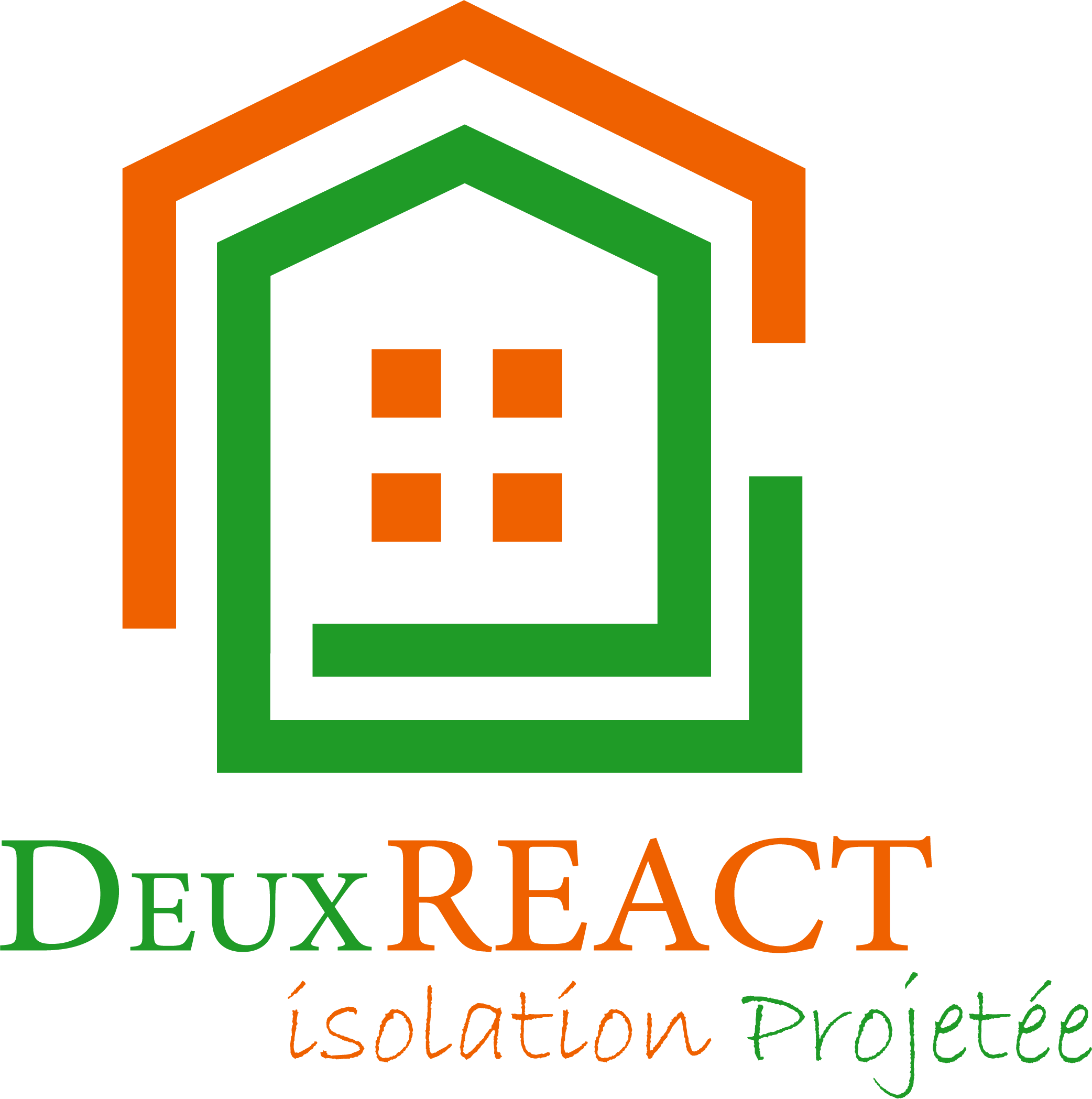 Logo avec un dessin de maison stylisée en lignes vertes, oranges et noires, et le texte "DÉFIS & RELAX" en vert et orange, avec un fond blanch.