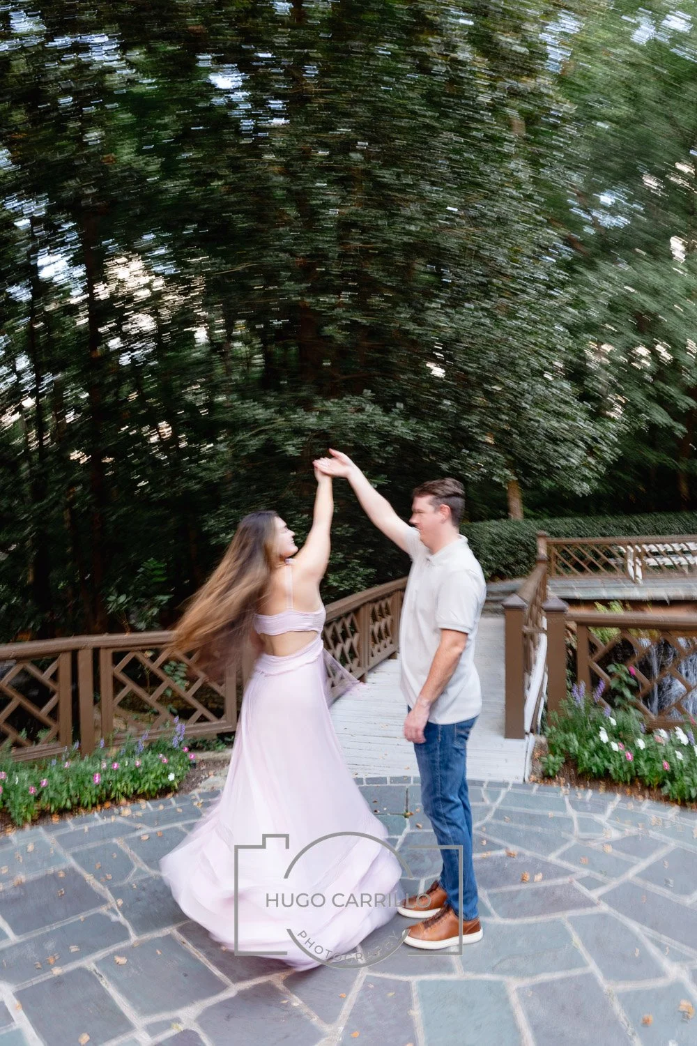 The couple celebrates with a dance in the park