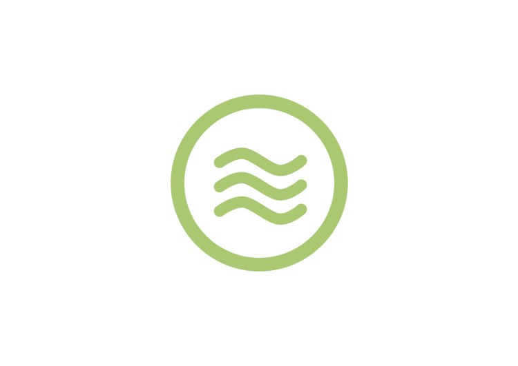 Icon of three wavy lines inside a circle, representing steaming or heat.