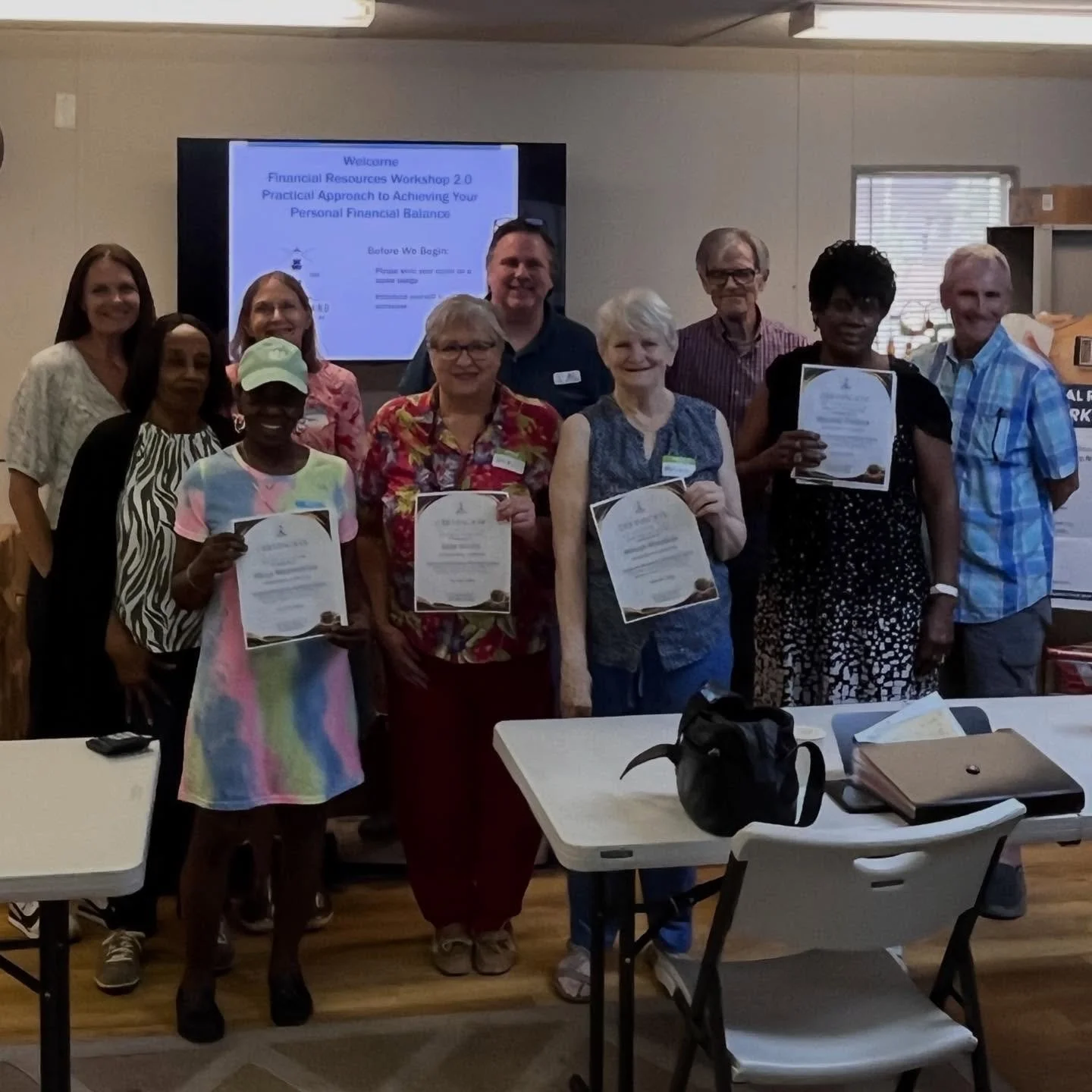 Incredibly proud of our most recent Financial Workshop 2.0 graduates! 🎓 Participants attend two workshops, at no cost to them, to help them create a plan for their financial wellbeing. Classes are open to anyone, more info on our website 🧾💰✅