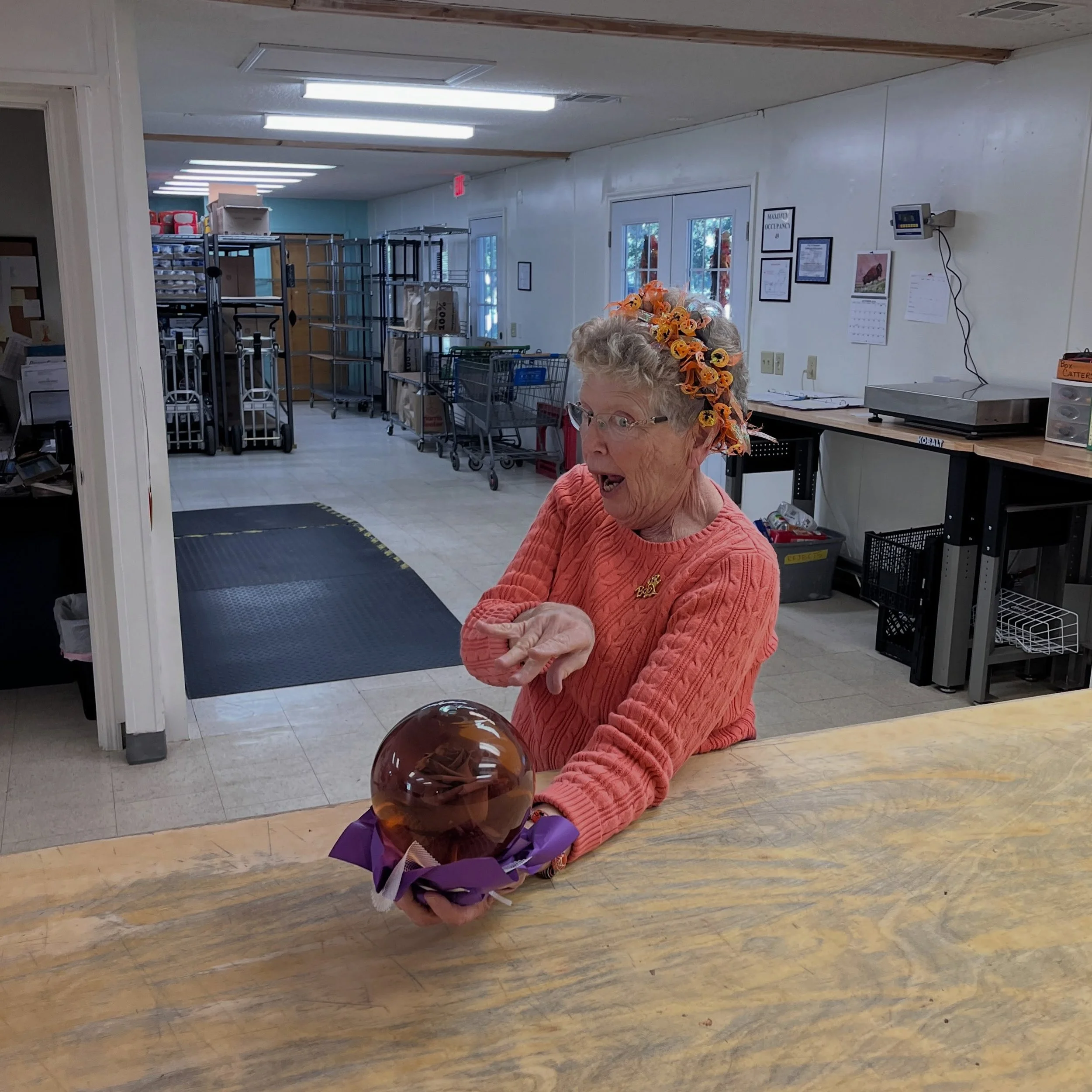 Marion&rsquo;s asking her crystal ball for
🌭mustard &amp; mayo 
🍝 jarred pasta sauce
We believe in her powers! 
Drop off anytime at 1860 Camp Rd 🤩🔮❤️
Or link in bio to ship direct