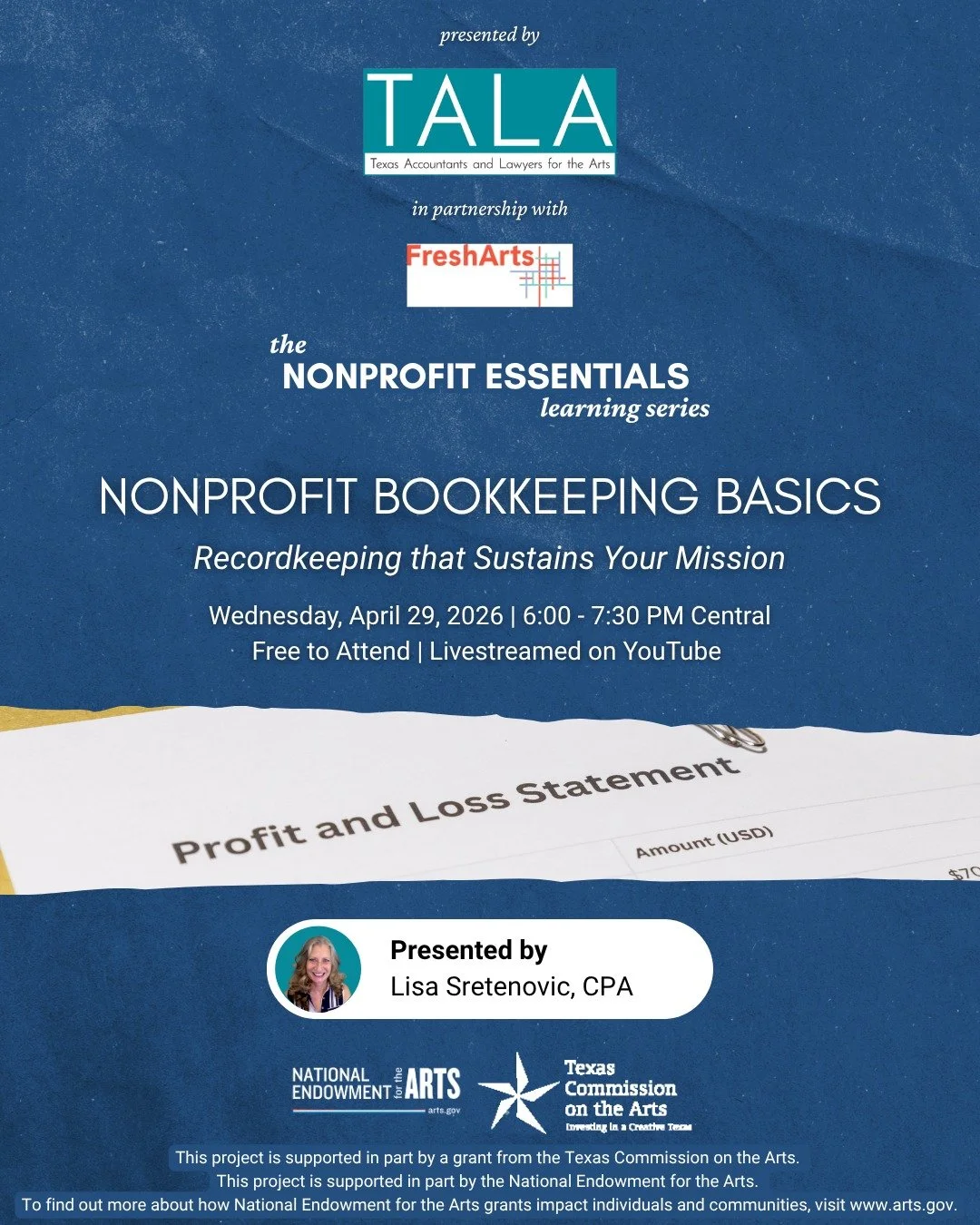 Strong bookkeeping is the foundation of a well run nonprofit. Having clear, consistent financial records is key to maintaining compliance, supporting transparency, and making informed decisions.

CPA Lisa Sretenovic will walk you through a hands-on s