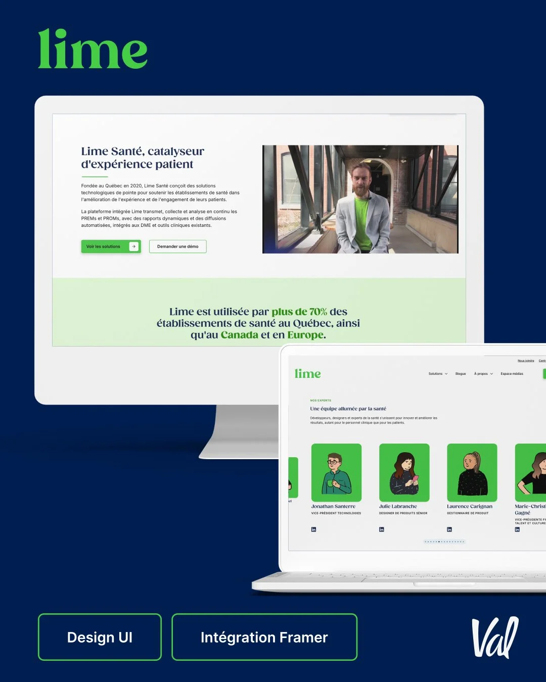 J&rsquo;ai r&eacute;cemment eu le plaisir de travailler sur la refonte du site web de Lime, une plateforme d&eacute;di&eacute;e &agrave; l&rsquo;exp&eacute;rience patient, avec l&rsquo;objectif de mieux mettre en valeur le produit &agrave; l&rsquo;ai