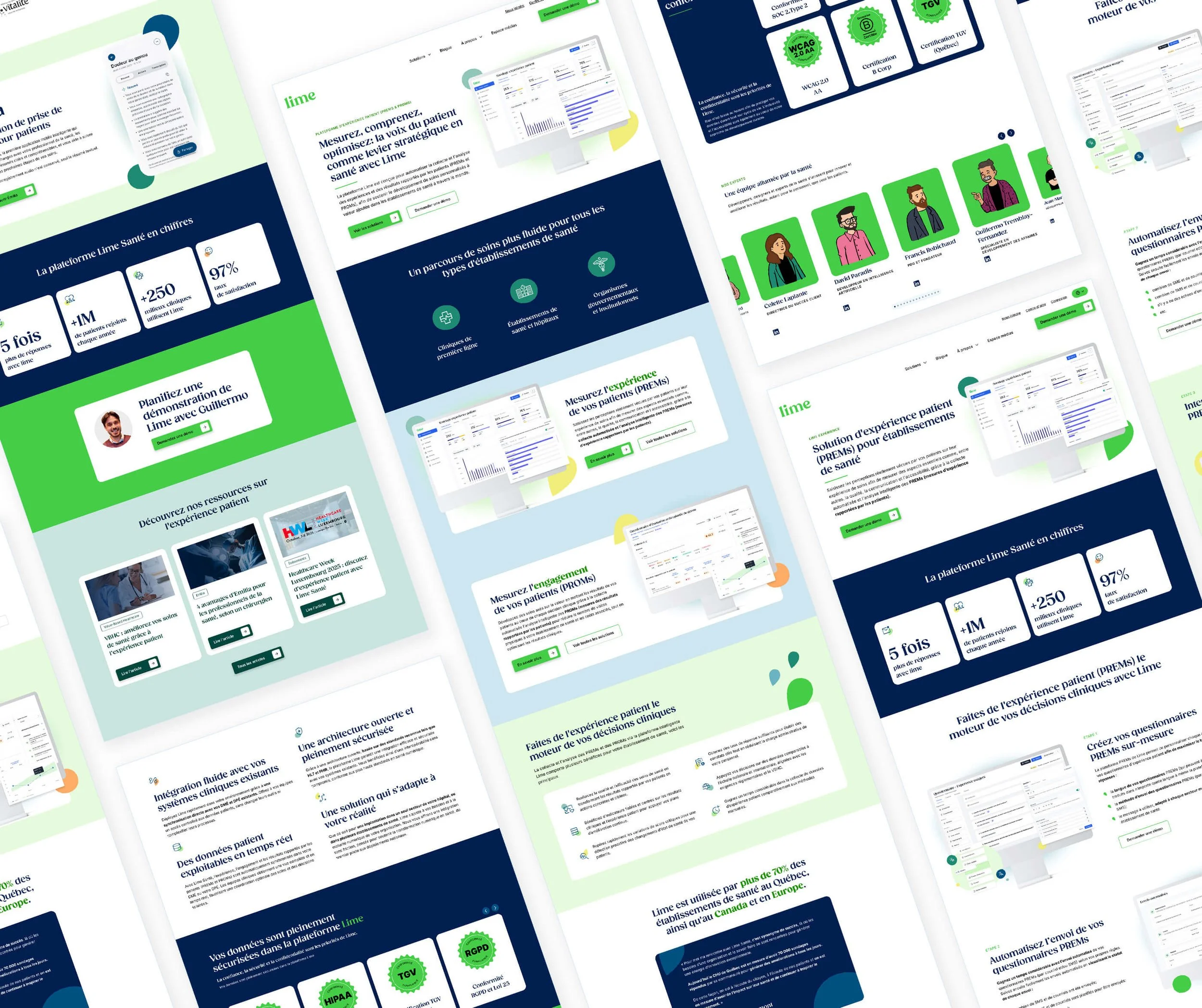 Maquettes UI site web de Lime Santé