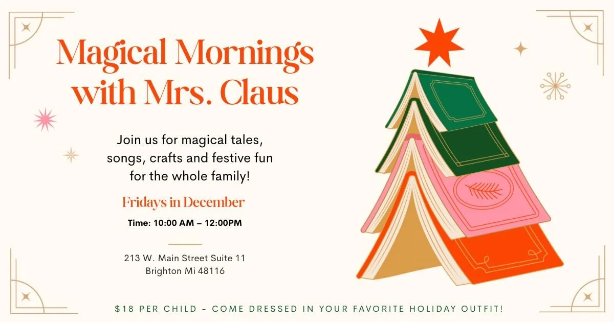 ✨ Magical Mornings with Mrs. Claus are here! ✨
Join us every Friday in December for stories, songs, crafts, and holiday fun the whole family will love. 🎄📚

Mrs. Claus can&rsquo;t wait to spend a cozy, magical morning with your littles &mdash; don&r