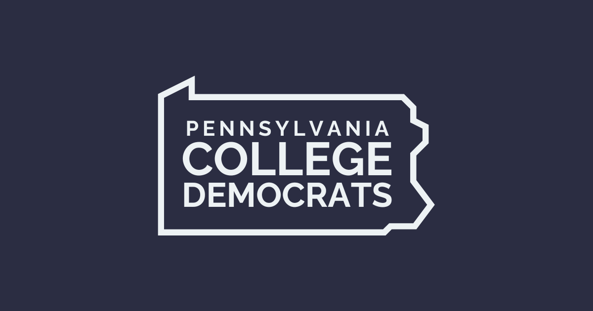 Logo for Pennsylvania College Democrats with a stylized outline of the state of Pennsylvania