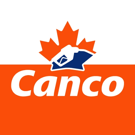 Canco logo featuring a stylized lion head in front of a maple leaf and the word "Canco" in bold white letters on an orange background.