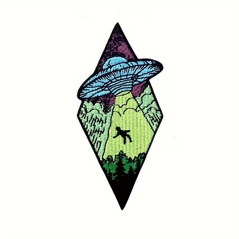 Iron-On UFO Abduction Embroidered Patch