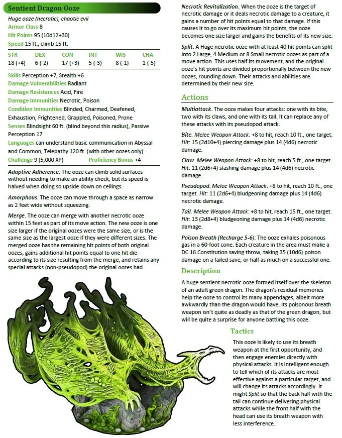 Ooze Dragon Stat Block