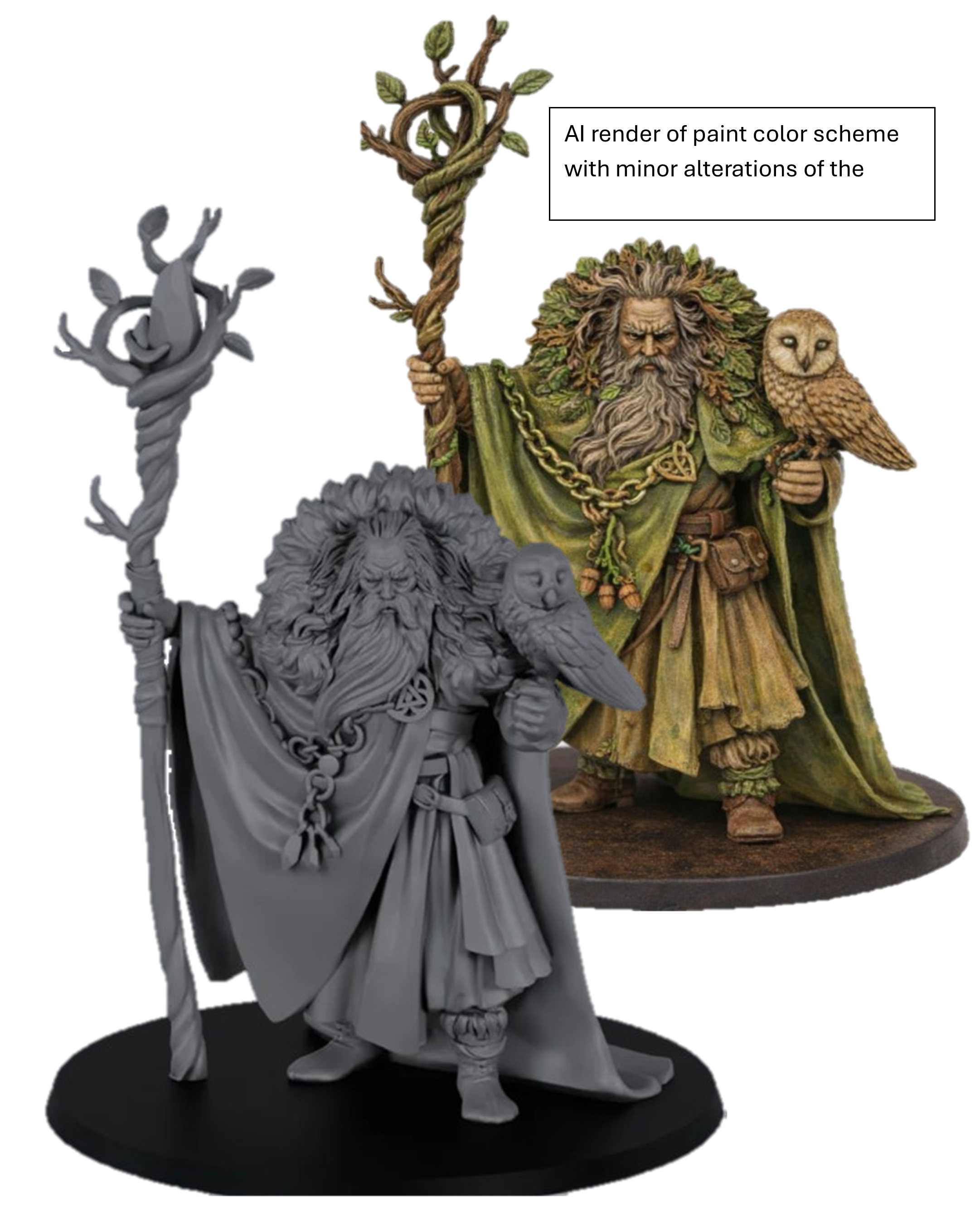 Archmage of the Forest with Owl Familiar Miniature