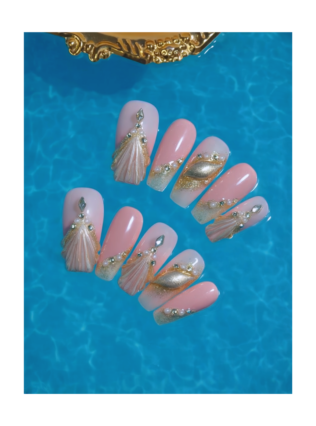 Enchanted Seashell Glam Nails
