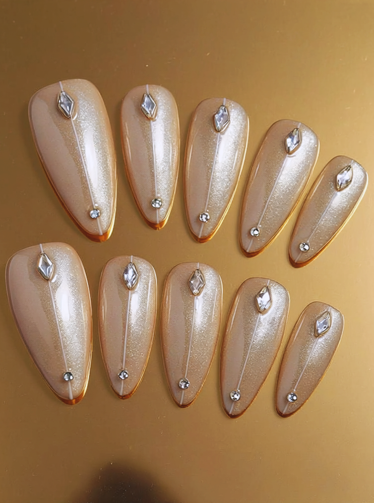 Gold Spaceship Glam Nails