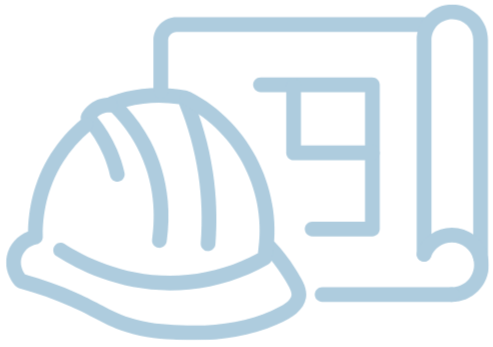 construction hat and blueprint graphic