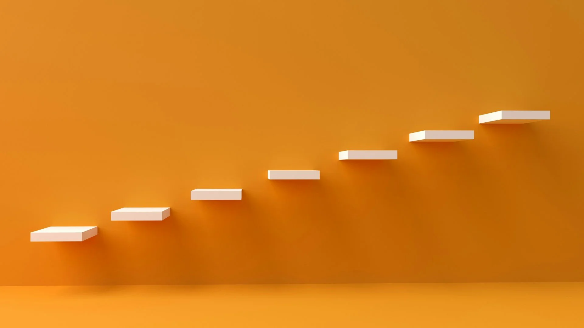 White steps in orange wall