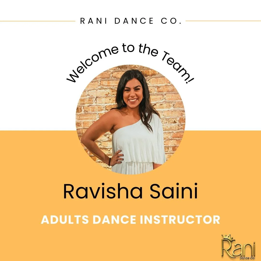 ✨ Exciting News! ✨

We&rsquo;re thrilled to welcome Ravisha Saini to the Rani Dance family! 💃 She&rsquo;ll be teaching some of our adult classes in Old Town and bringing her amazing energy, creativity, and passion for dance to the studio.

Stay tune