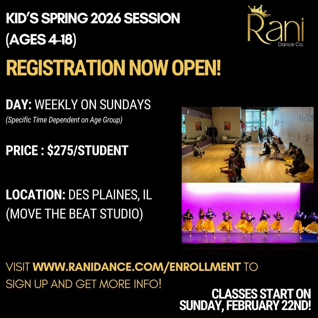 Kids Spring 2026 session is open for enrollment! 💃🕺 Limited spots and they&rsquo;re going fast - grab yours at www.ranidance.com/enrollment 🥳

#kidsdance #kidsbollywood #bollywooddance #danceclass #desplaines