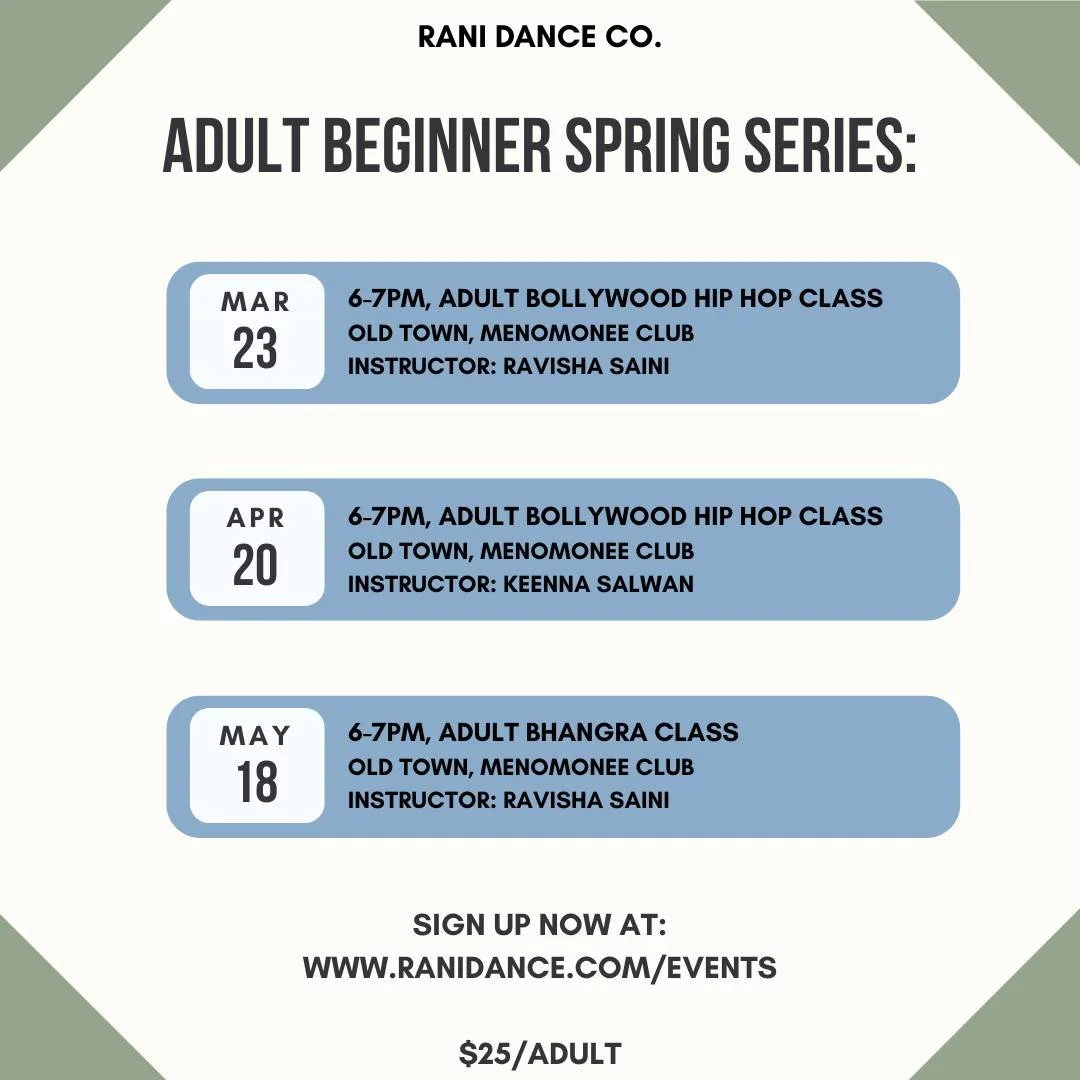 Spring is calling&hellip; and so is the dance floor! 🌷💃🏽

Join our Beginner-Friendly Spring Adult Series &mdash; 3 classes full of fun. 

No experience needed, just come ready to move and have a blast! Sign up now at www.ranidance.com/events 😀