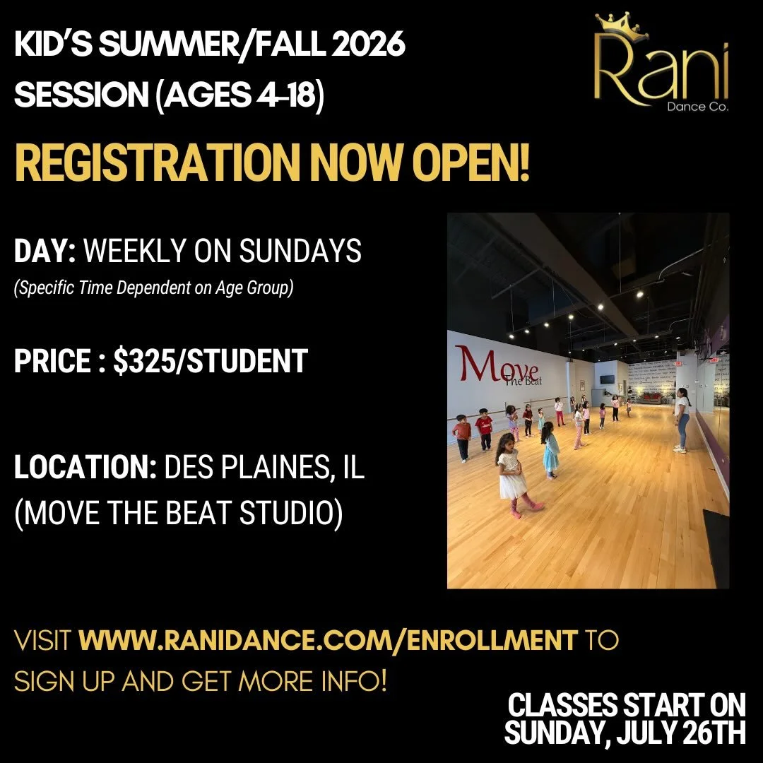 Summer/Fall 2026 session enrollment is now open! 💃🕺🥳 

Sign up now at www.ranidance.com/enrollment to grab your spot. Limited spots and they&rsquo;re filling up quickly 👀

#dance #bollywooddance #ranidanceco