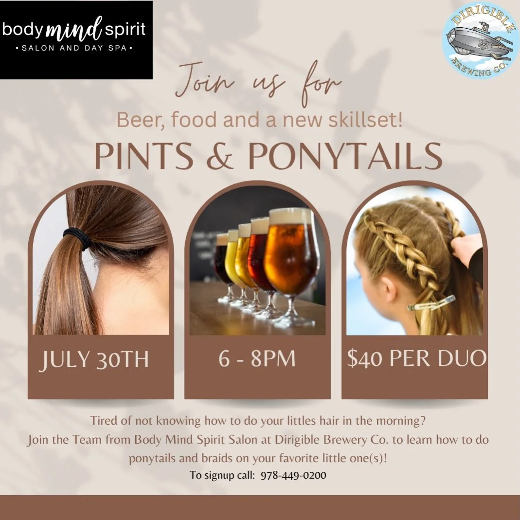We could not be more excited to host this event with @dirigiblebrewingco 🥳 🍻 Call 978-449-0200 while you can&hellip; this will be a sold out event! 

#pintsandponytails #groton #littletonma