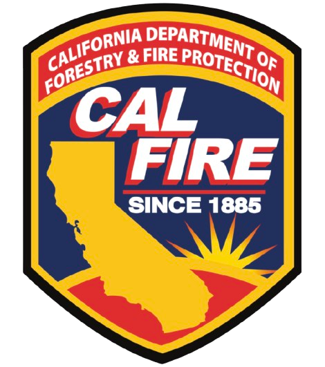 California Department of Forestry and Fire Protection CAL FIRE badge with a yellow silhouette of California and a sun graphic
