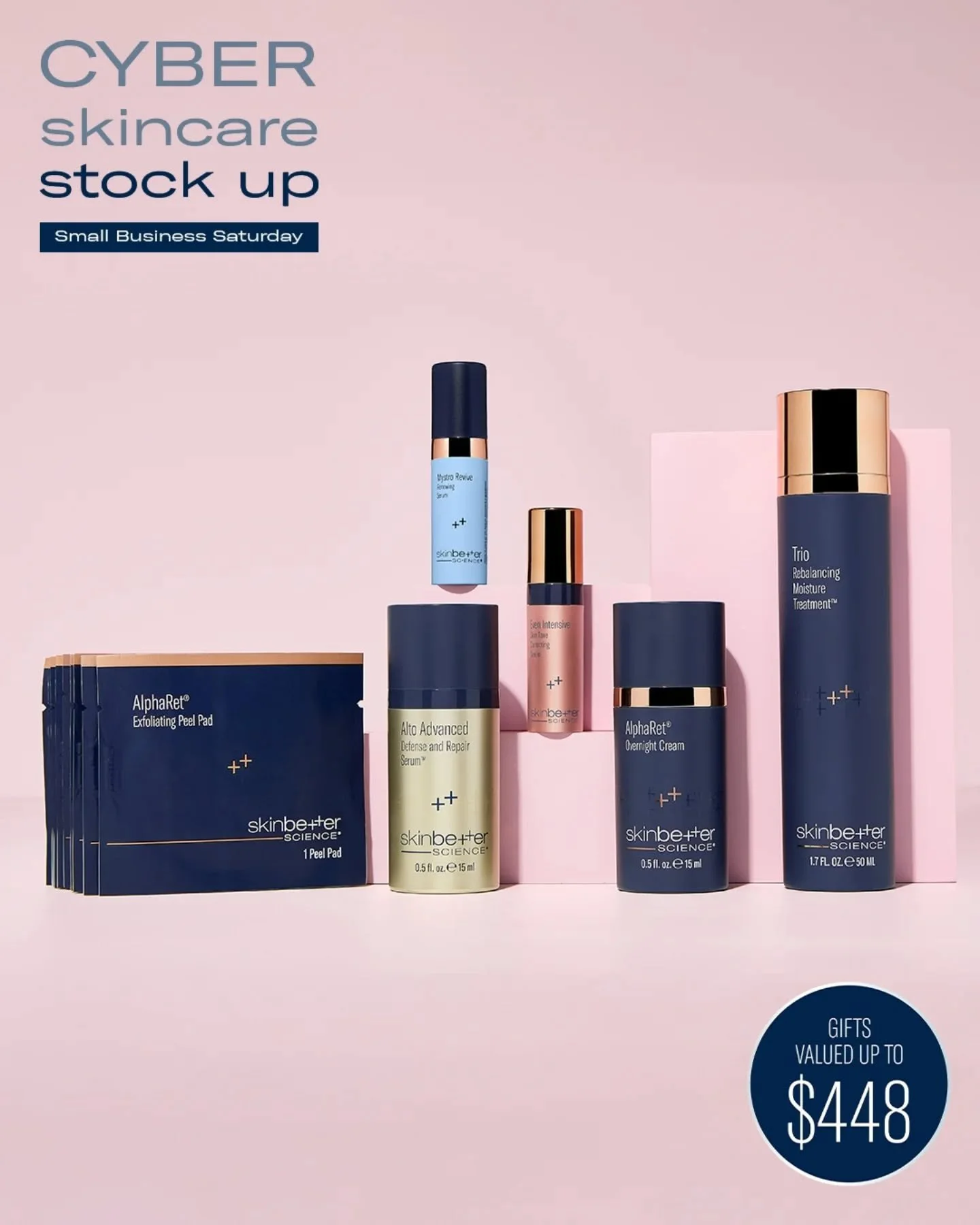 Skinbetter Science is having their own cyber stock up event 11/17-11/23. This is for online purchases, and the link to our Skinbetter portal is in our Linktree in our Bio. 
ADDITIONALLY we are having our own in- person shopping event on 11/29, 2p-7p,