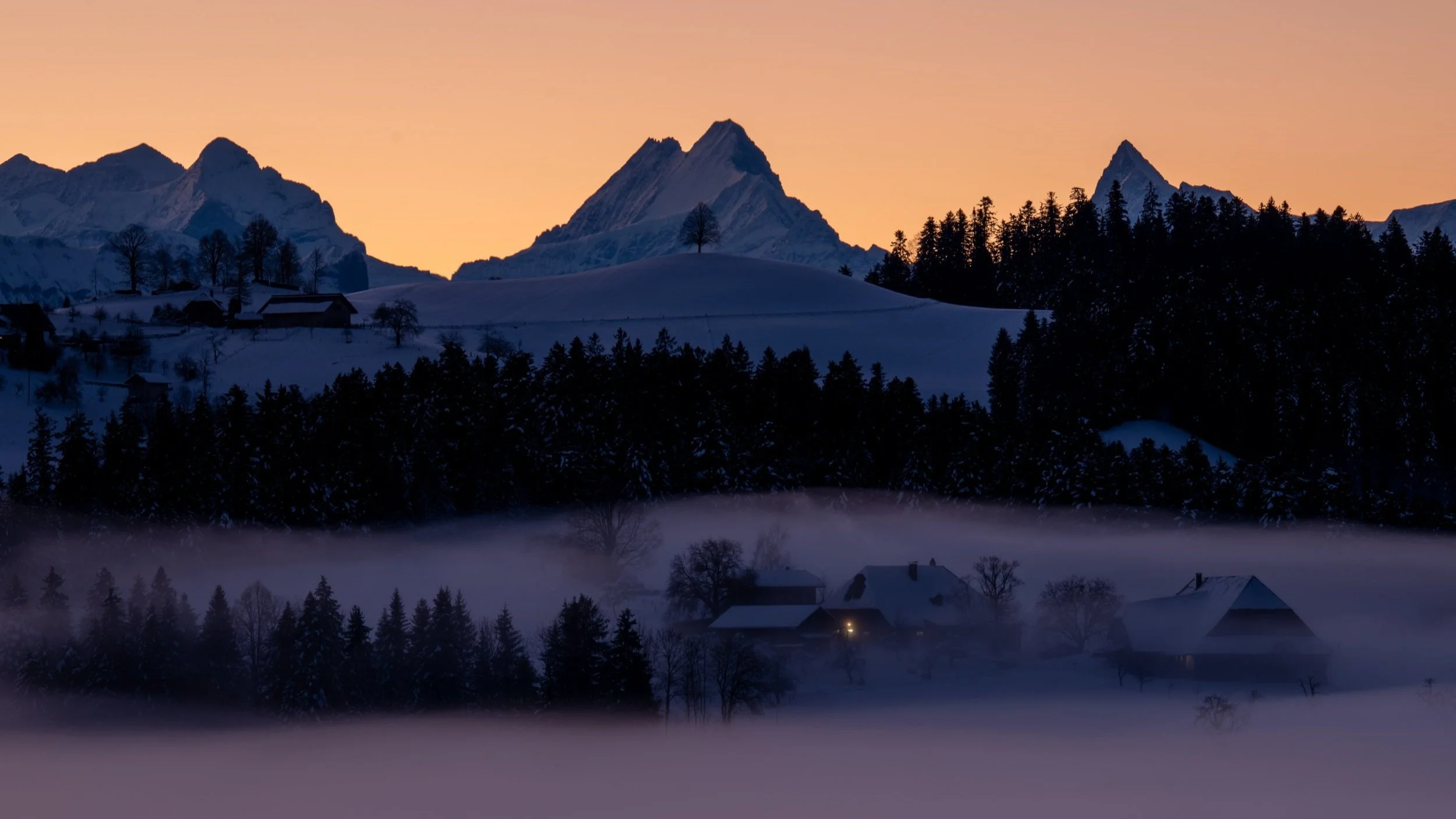 Weihnachtsmorgen beim Schreckhorn - Schreckhorn - Wandbild