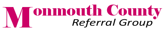 Monmouth County Referral Group logo with pink and black text