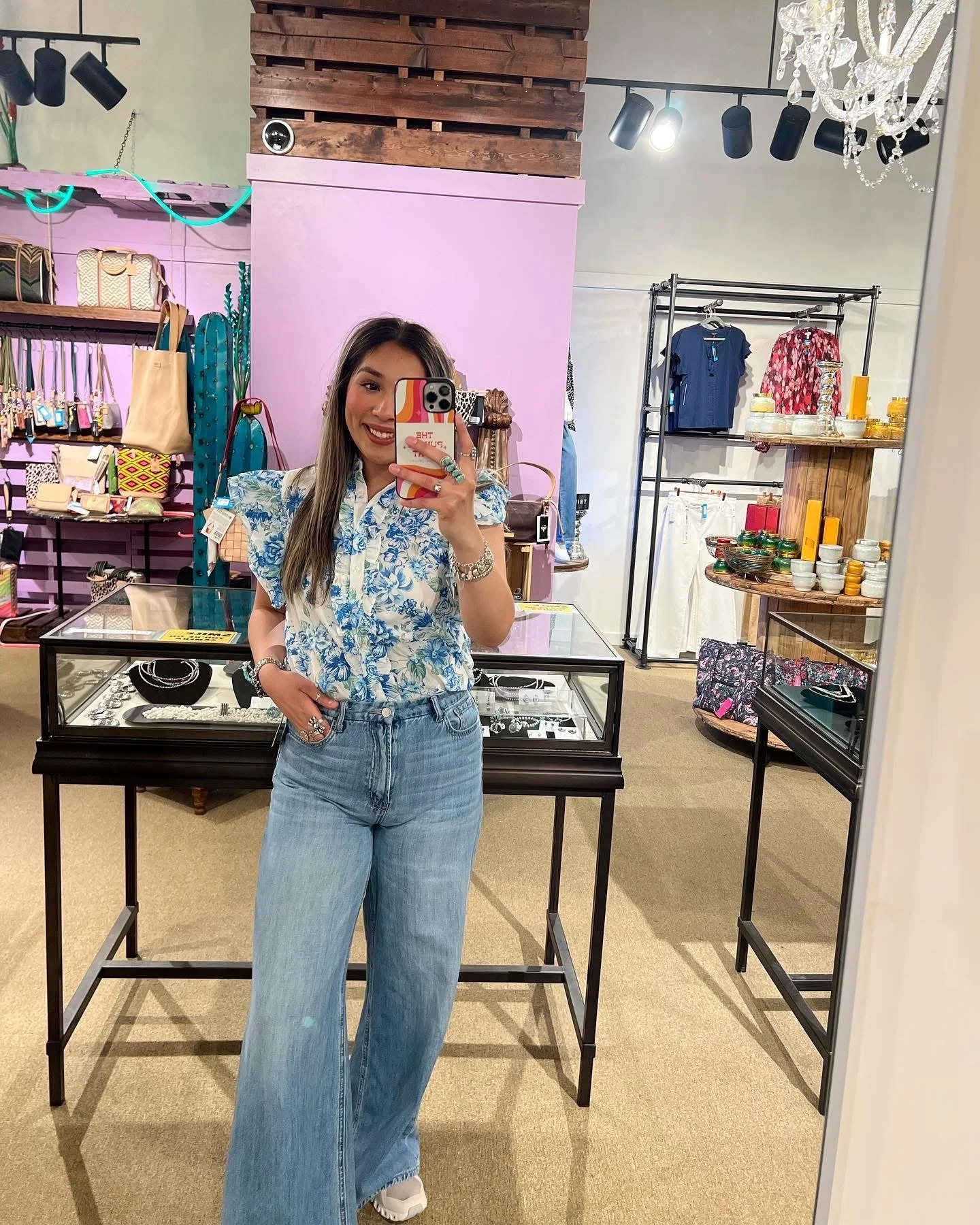 Floral Print Ruffle Blouse