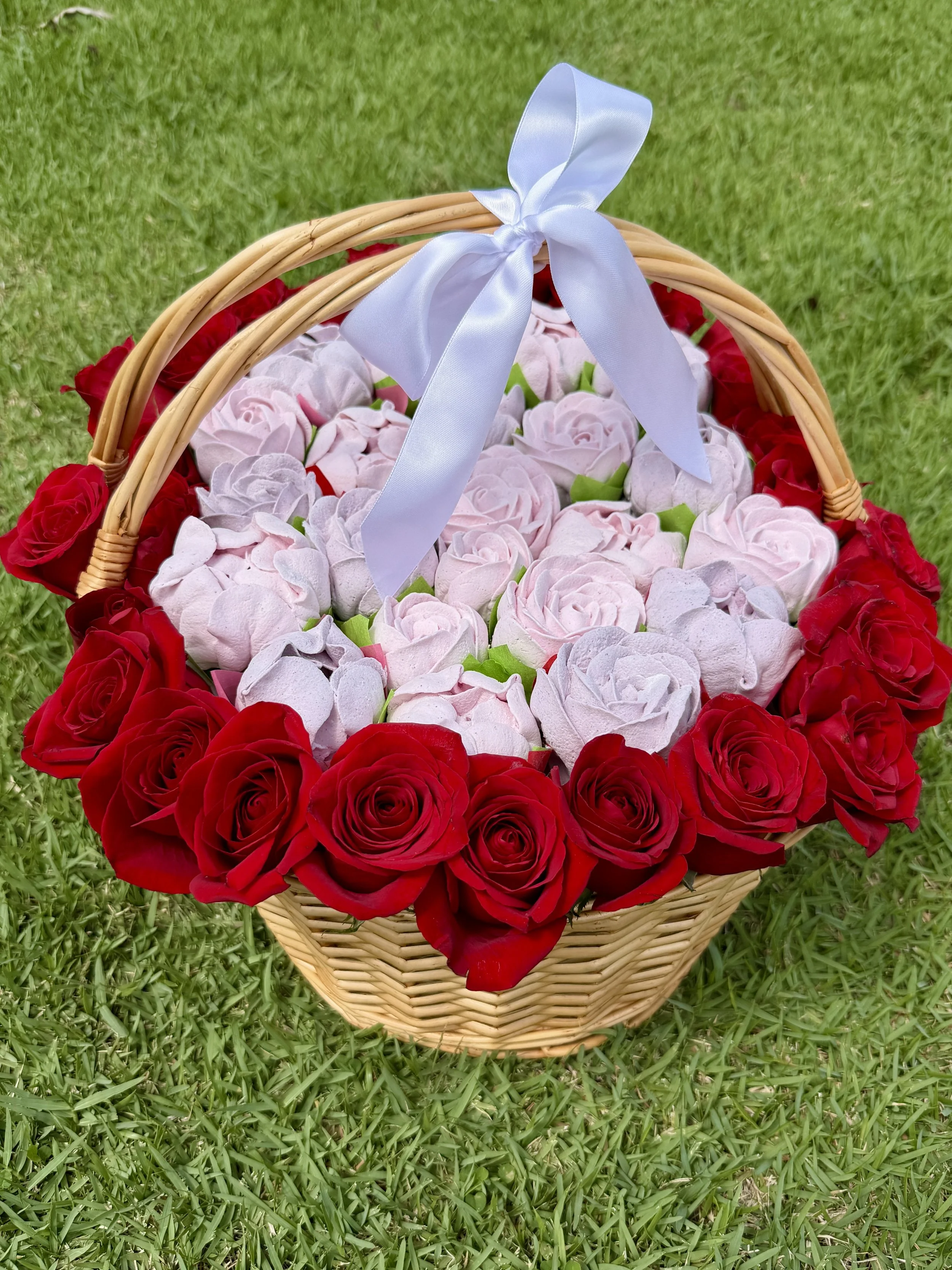 Edible flower arrangement with fresh flowers.jpg