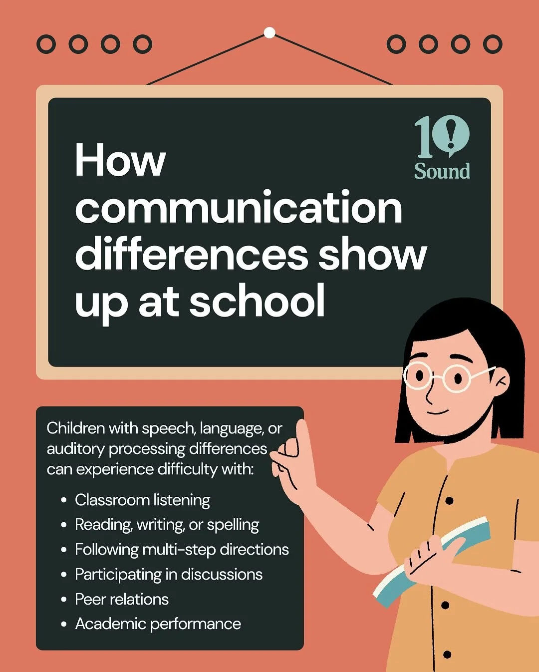 🏫 We know that communication in the classroom thrives when care is connected. Whether you are a parent, teacher, or learning specialist, we&rsquo;d love to work together to make sure your students shine! ✨ 

#soundshc #speechtherapy #auditoryprocess