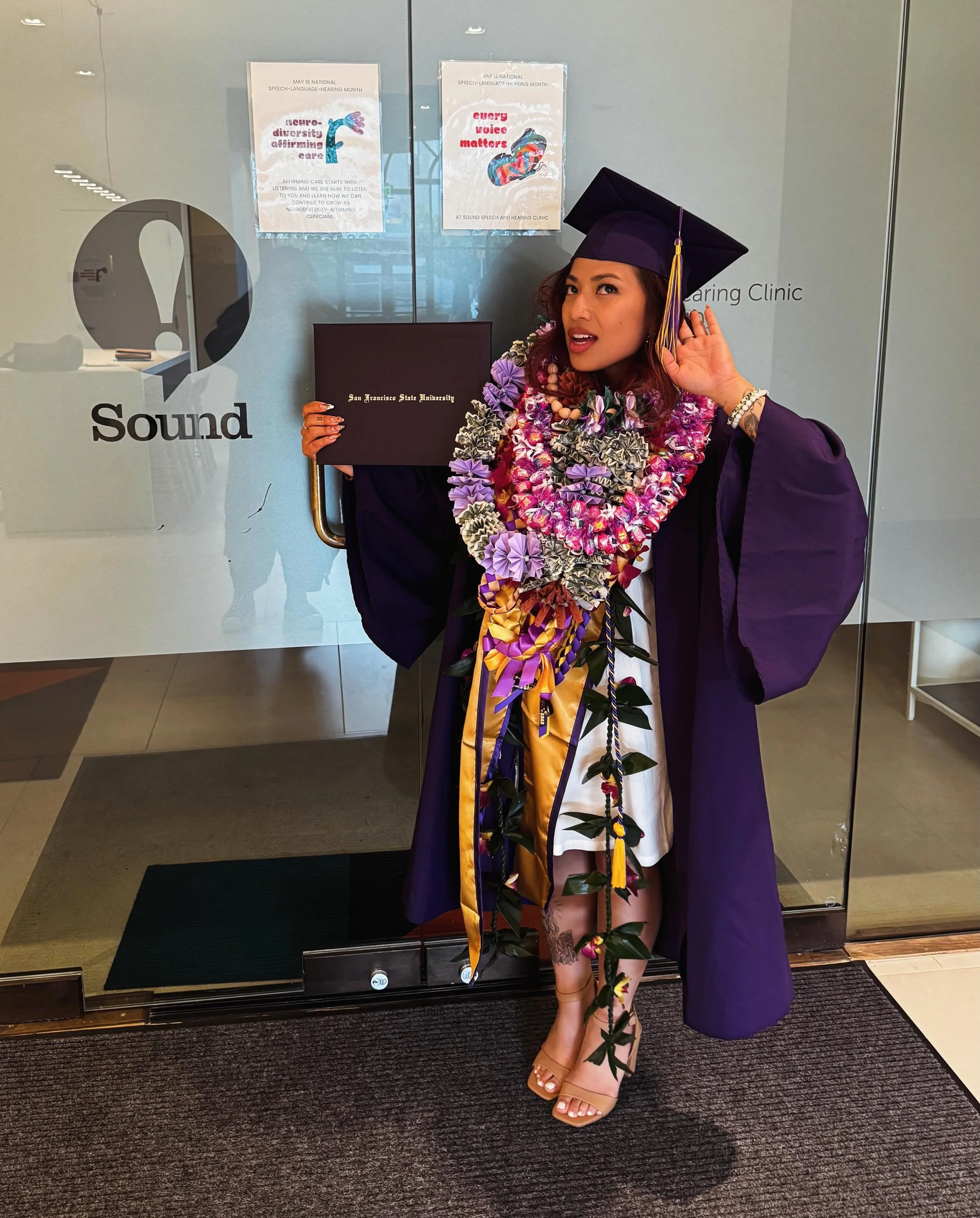🎓 CONGRATULATIONS to Joy, our front office coordinator and audiology aide! She just graduated from SF State and now holds a Bachelor of Arts in Child Development with a concentration in Health, Community, and Social Services. We are so proud of and 