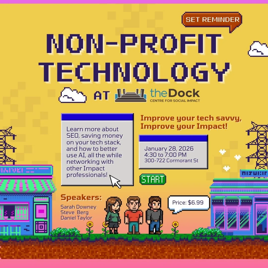 Join us for an engaging and informative evening at theDock: Centre for Social Impact, focused on how technology can empower local non-profits to do more good with fewer resources.

We&rsquo;ll hear from three great speakers from our community explori