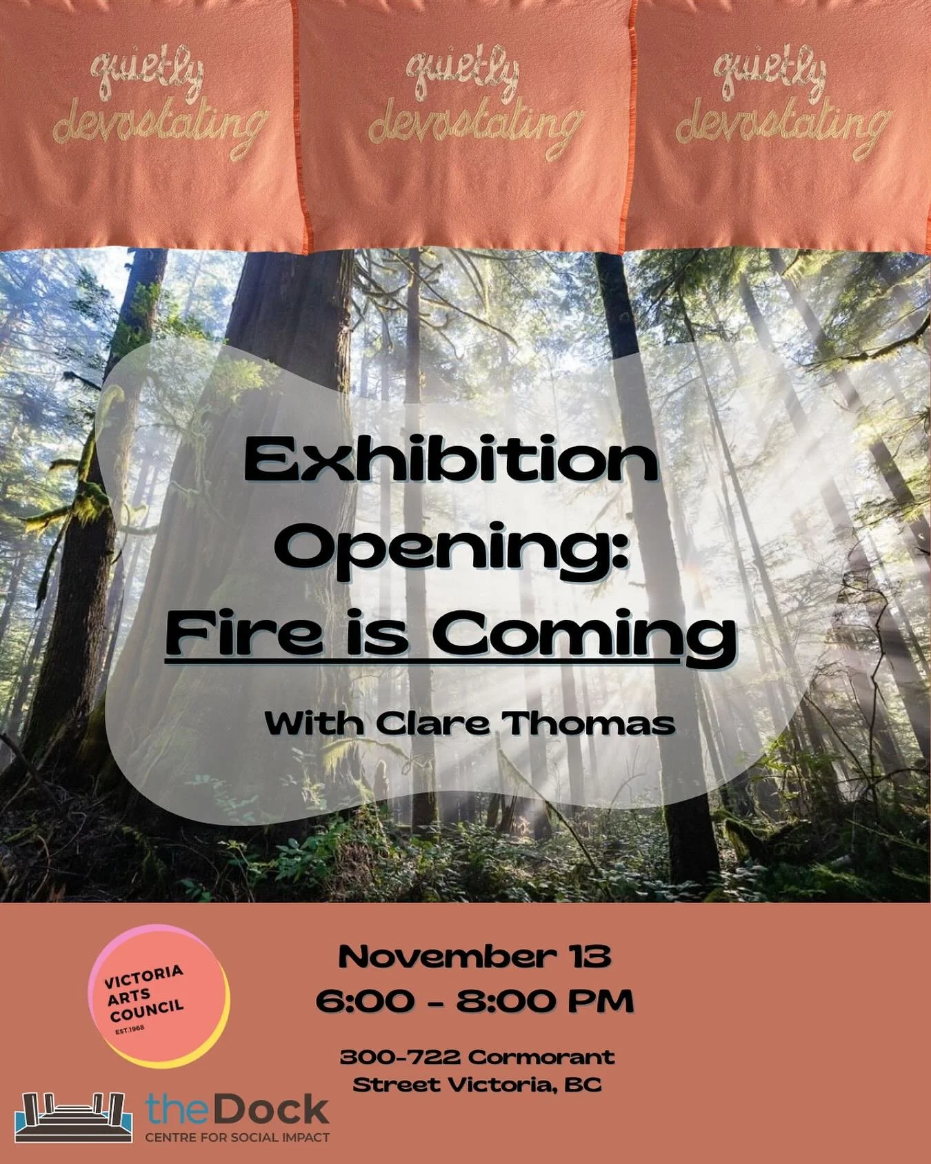 Tomorrow we&rsquo;re welcoming Clare Thomas into theDock for her to talk about her exhibition on display here, &ldquo;Fire is Coming&rdquo;. This mix of quilt making and collage is intended to help demonstrate how the media has the power to both cata