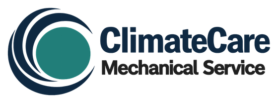 Logo for Climate Care Mechanical Service with a circular design and text.
