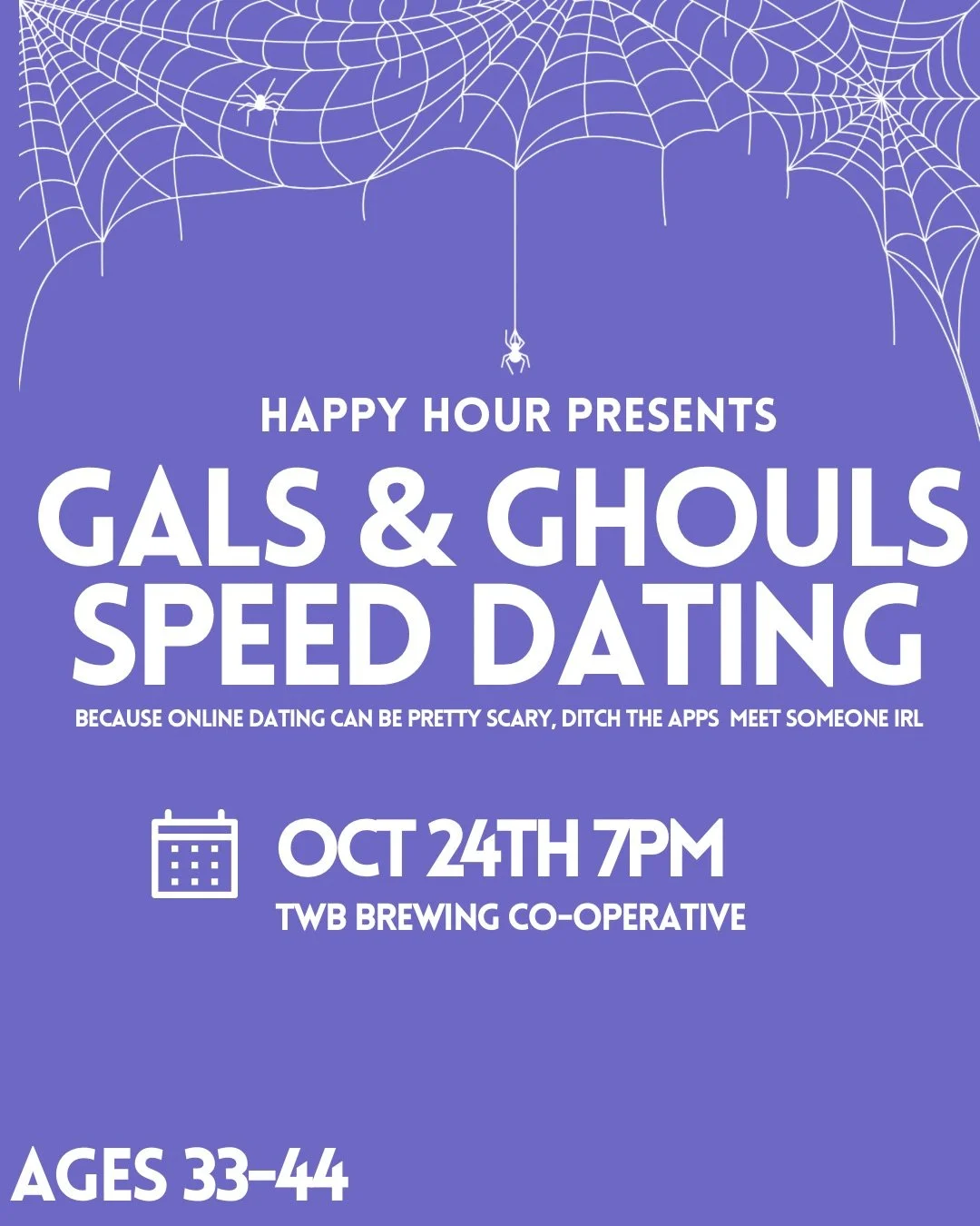 Gals & Ghouls speed dating ages 33-44@TwB Brewing Co-operative