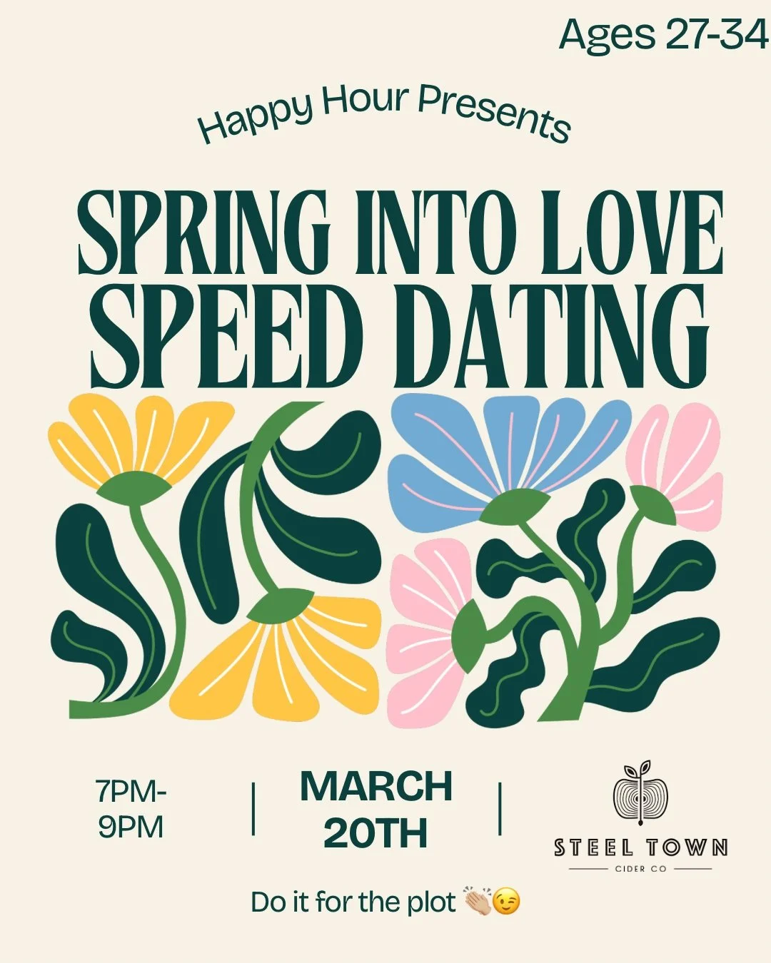 Spring into love speed dating ages 27-34@Steel town cider (hamilton)