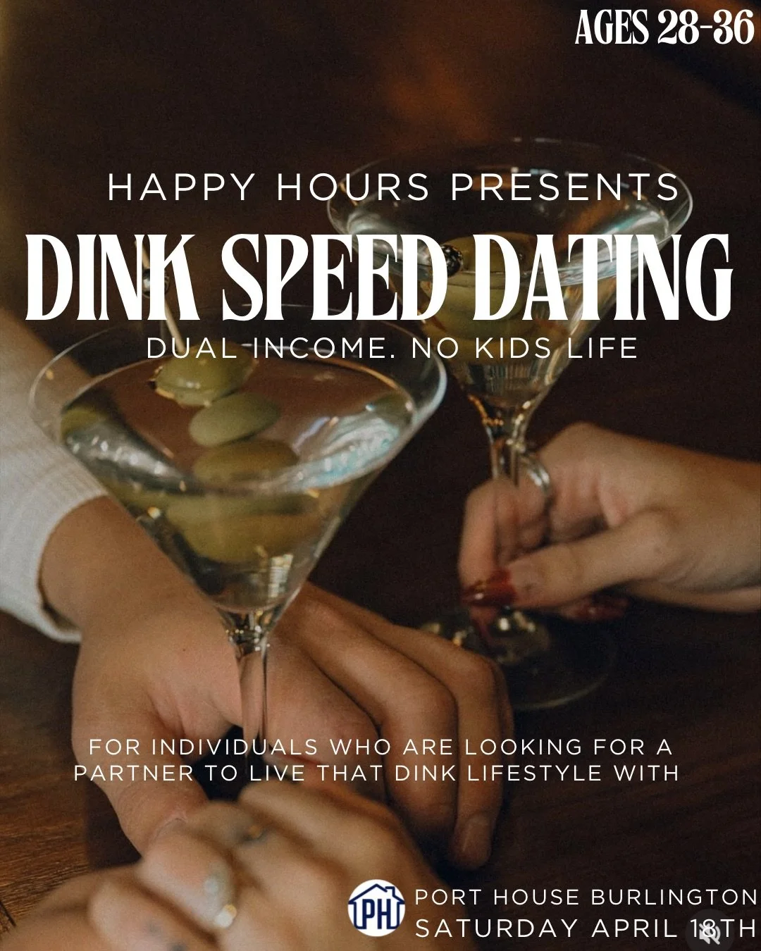 DINK Speed Dating Ages28-36@The Port House Burlington(Dual Income No kids)