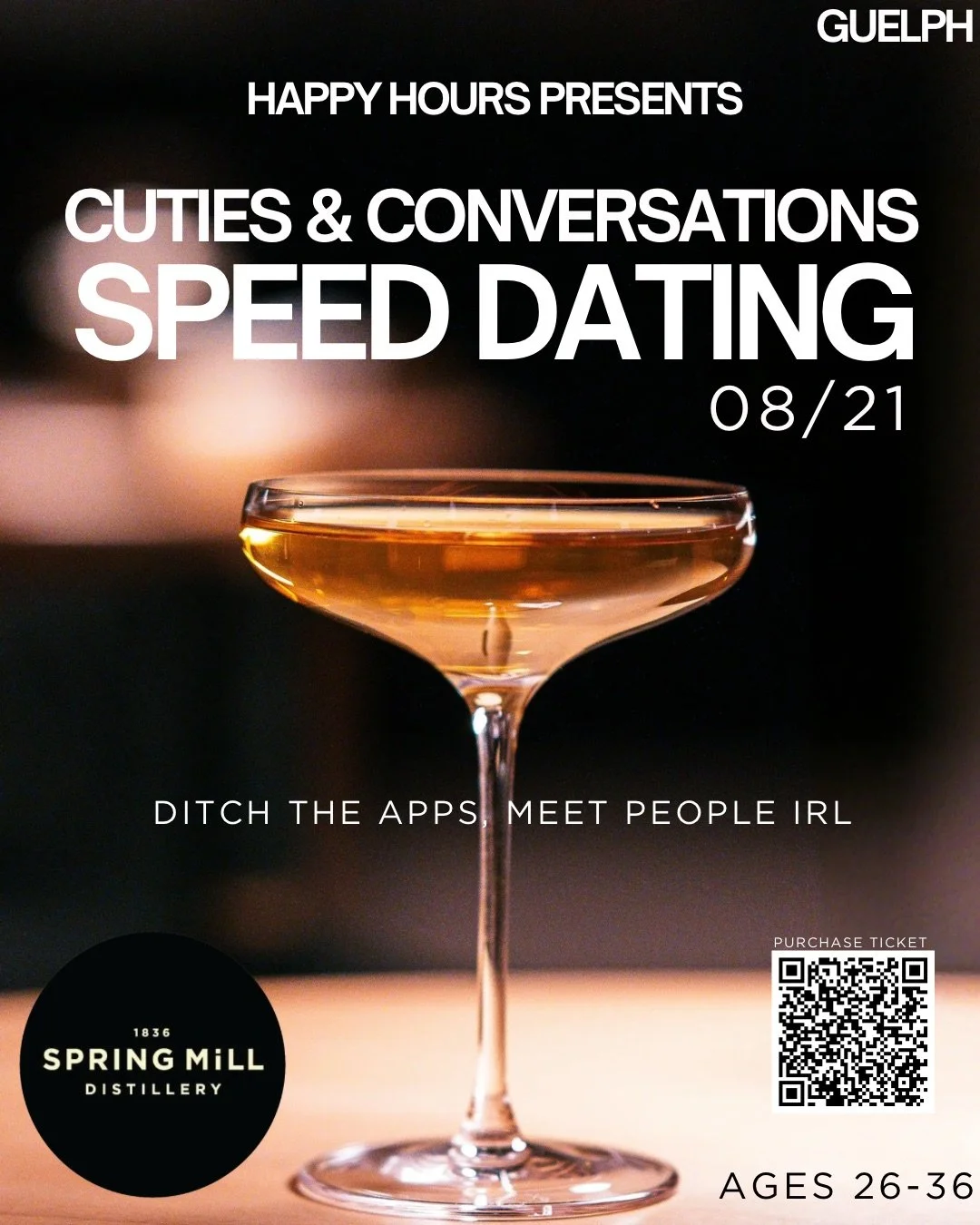 Cuties &amp; Conversations speed dating ages 30-45@Spring Mills Distillery(Guelph)