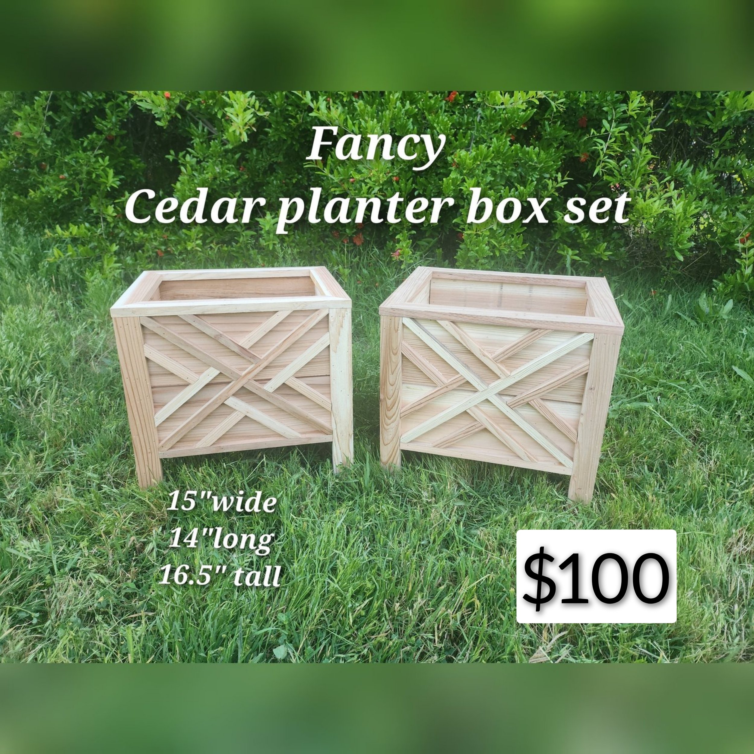 Fancy Japanese cedar planter box set