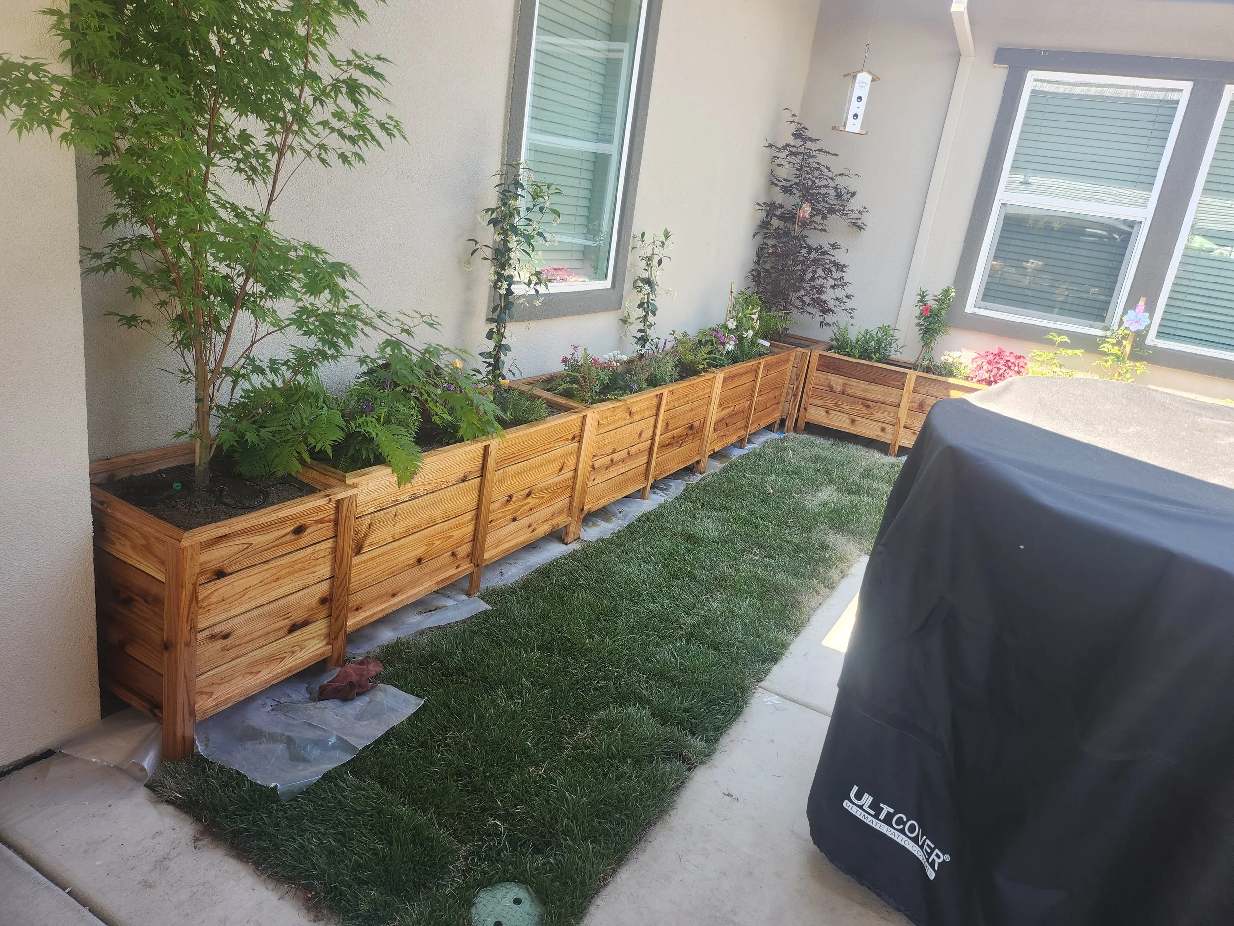 Custom Japanese cedar planter boxes