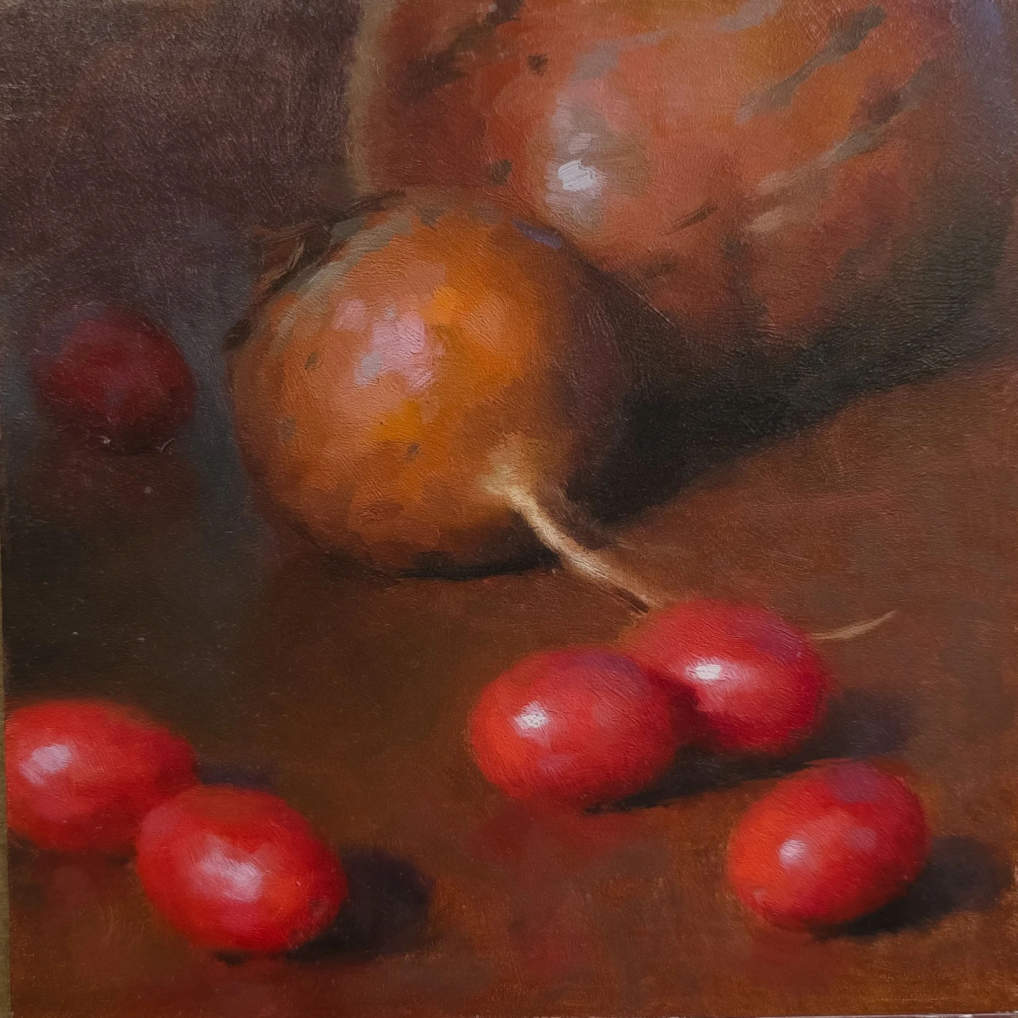 Red Beets and Tomatoes
6 x 6 Inches
Oil on Panel
