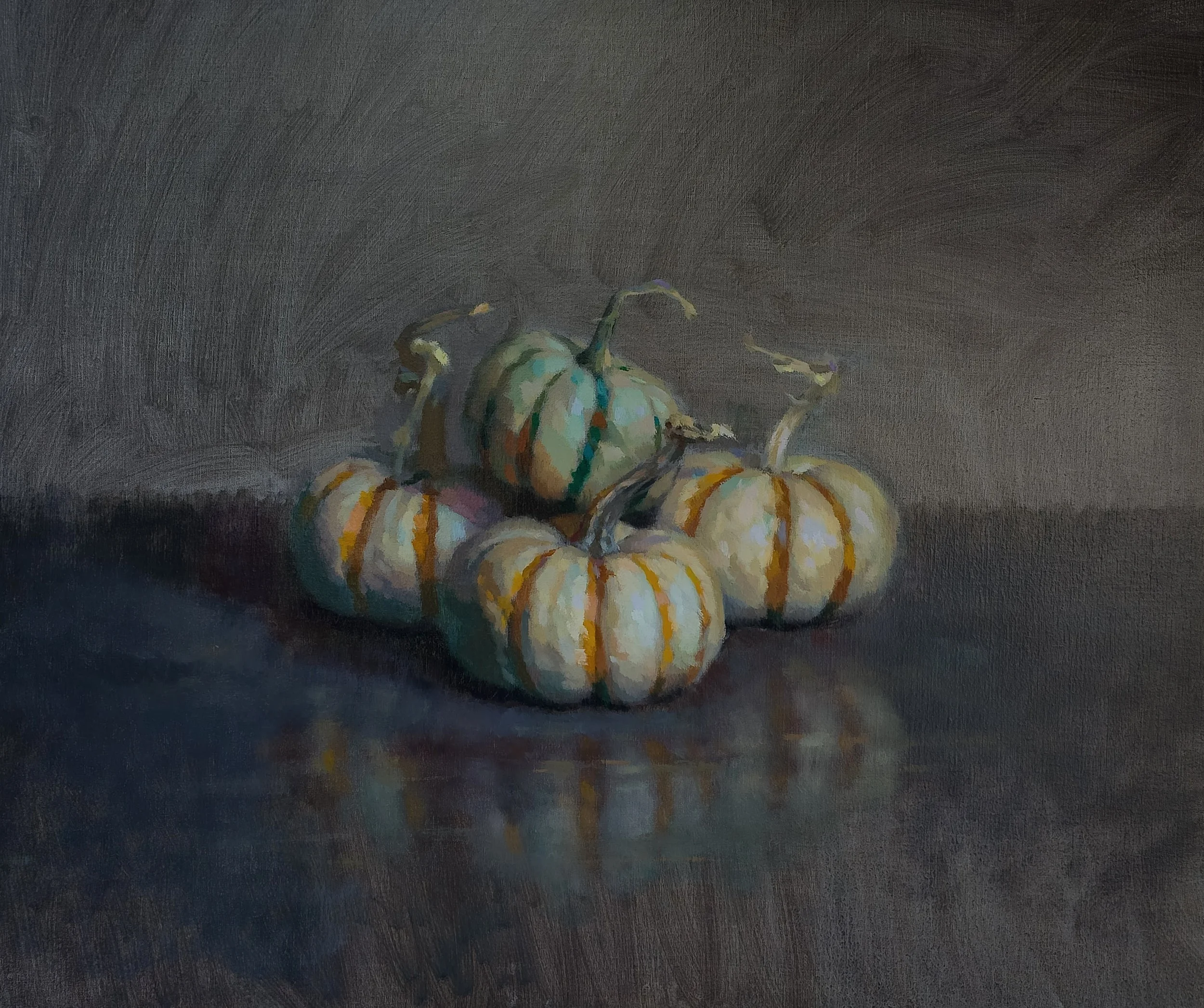 Green and Orange Pumpkins
18 x 24 Inches
Oil on Linen